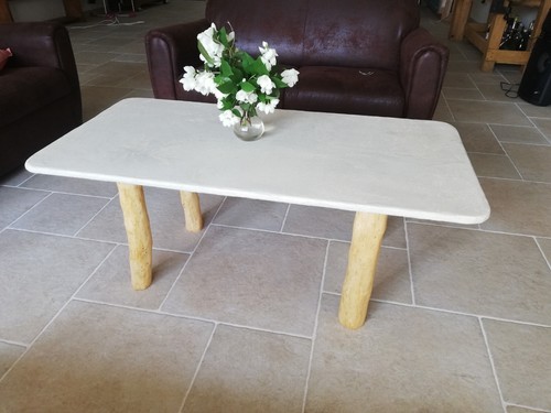 Table basse béton ciré - table, blanc